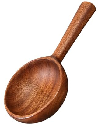 Cucharón grande de madera natural con mango largo, utensilios de cocina para el hogar para cocinar y servir de forma segura, cuchara de madera segura para olla