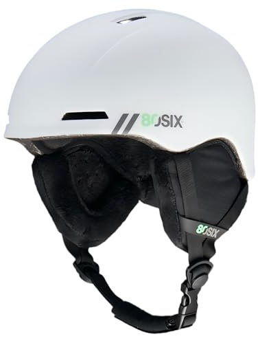 80SIX Skidhjälm män kvinnor unisex snösporthjälm med ventiler avtagbara öronkuddar EPS-skum PC-skal för skidåkning snowboard vuxna ungdomar (vit matta, M/L)