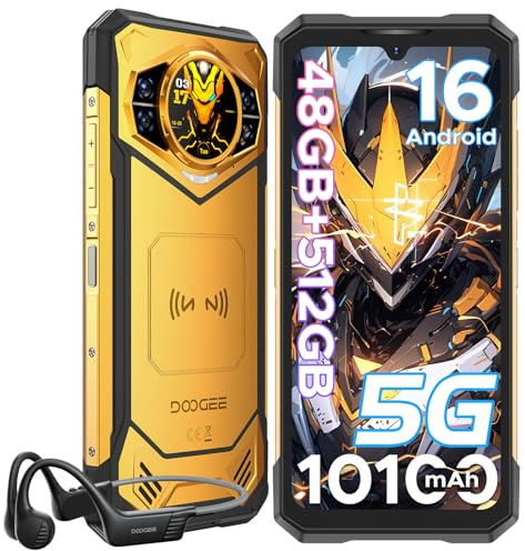 DOOGEE S200 X 5G Outdoor Smartphone Android 16 mit Kopfhörer, 48GB + 512GB Outdoor Handy Ohne Vertrag, 10100mAh, 6.72 Zoll FHD+ 120Hz, 100MP + 1.32” AMOLED Rückseitiger Bildschirm, NFC/WiFi 6/Face ID