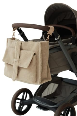 Nelipies The Brand Wickeltasche Teddy Mom Bag mit Wickelunterlage, Flaschenhalter, Kinderwagenbefestigung, Crossbody Gurt, Windeletui