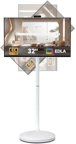 Dornium 32 Zoll 4K Smart Portable TV | Touchscreen-Monitor auf Rädern | EDLA-Zertifiziert & Android System | 8+128 GB Speicher | 10,000 mAh Akku | 90°Rotation | Abnehmbare Kamera