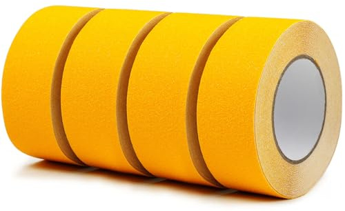 CHUANGSEED 4 Rolls Heavy Duty yellow Anti Slip Tape 50mm x 10m High Traction strong grip Tape Self Adhesive Safety Non Skid Traction Tread Warning Tape