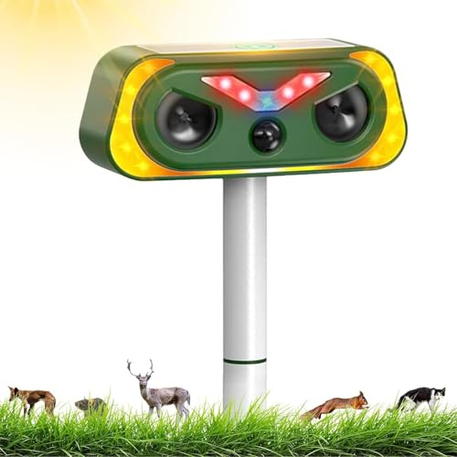 Spaventatore per gatti ad ultrasuoni, a energia solare, per animali domestici, 2 modalità, a ultrasuoni, impermeabile, con sensore di movimento e luce lampeggiante per giardino, gatti, cani, animali