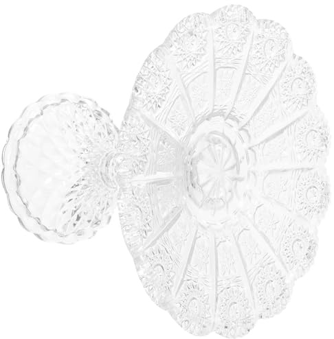 TOYANDONA Assiette à Fruits Secs en Verre sur Pied, Coupe à Fruits Motif Sculpté, Plateau de Service Élégant pour Apéritifs et Desserts, Usage Maison, Restaurant, Bar, 1 Pièce, Transparent,