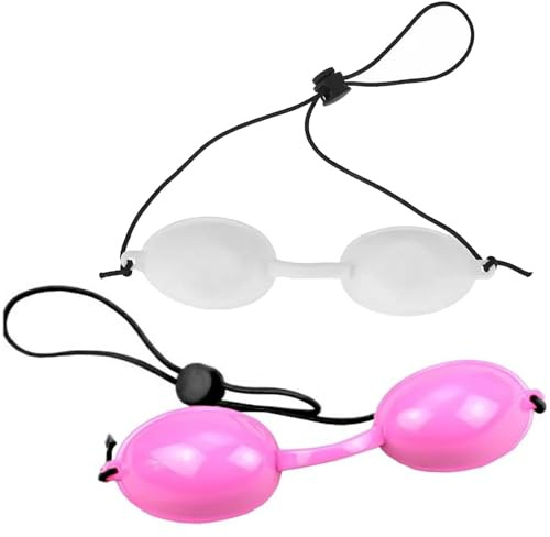 FJDRSIG 2 Pcs Sunbed Goggles,Adjustable Protective Goggles for Red Light,Silicone Sunbed Eye Protection,Safety Tanning Goggle,for Sunbathing Led Light Therapy Beauty Clinics Home Beauty(White,Purple)