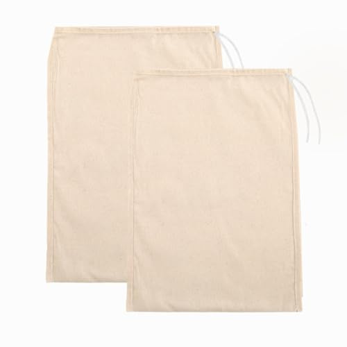 Firavggu 2 STK Filterbeutel Baumwolle Siebbeutel 120 Micron 30 * 45cm Nussmilchbeutel Pressbeutel Brew Bag Hopfenfilter Bier Presssack Filtertuch Käsebeutel Passiertuch für Obstpresse Wein Marmelade