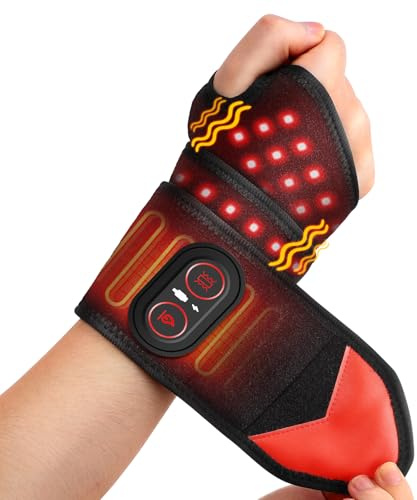 Handmassagegerät Heizkissen Rotlicht 3 Heizstufen 3 Vibration Schwarz | Hand Massagegerät Kabelloses,Hand Massager mit 3000mAh Akku, Elektrische Handmassagegeräte Geschenk für Vater Mutter