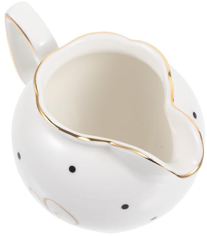 DINHEAROM Bricco per Latte in Ceramica Bianco Design Compatto e Bordo Dorato Elegante per Uso Domestico e Caffetterie Stile Europeo di Alta Durata