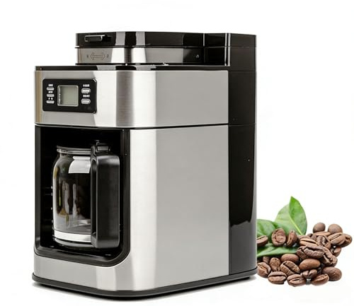 Cafetera de goteo con molinillo y pantalla LED, cafetera espresso totalmente automática para elaboración casera