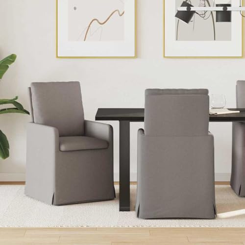 RuiNingRN Set of 2 Taupe Fabric Dining Room Chairs, 57 x 67 x 98 cm, Ergonomically Padded with Wheels, Metal and Plywood, for Kitchen, Living Room, Office, Modern Seat Comfort