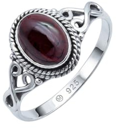 mantraroma Silberring Damen 925 Sterling Silber – ovaler Edelstein Ring, Vintage Statement Ring Schmuck, elegantes Geschenk für Frauen