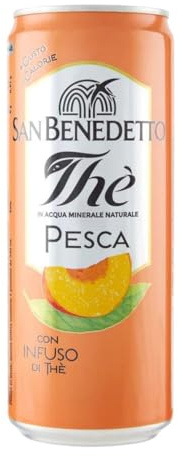 San Benedetto, Thè Freddo alla Pesca, Confezione da 24 Lattine da 330 ml, Bevanda Dissetante Analcolica, Gusto Fruttato, in Lattina, Senza Conservanti e Coloranti