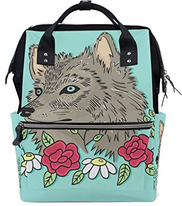 MONTOJ Wolf and Rose Canvas Reisetasche Campus Rucksack One Size 1
