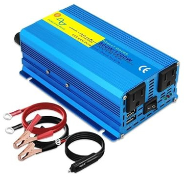 Onda Sinusoidale Convertitore Di Potenza Portatile DC 12v/24v A AC 110V 600W/1200W Inverter Solare Inverter A Onda Sinusoidale Pura Convertitore Corrente(12V-110V US 60HZ)