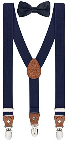 BomGuard Kinder Hosenträger & Fliege Set 2–7 Jahre – Dunkelblau