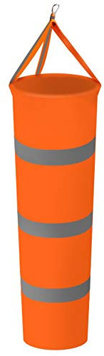 Amacoam Manica a Vento Professionale con Bande Riflettenti Manica a Vento per Esterno Impermeabile Arancione Vento Sock Bag Flag per Giardino Patio Prato Vento Misura e Forza Indicazione 80cm