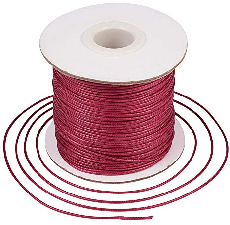 Craftdady 85 yard/rulle 1 mm rund vaxad polyestertråd pärlsnöre för smyckestillverkning, medium violett röd