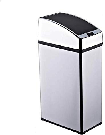 MYBA Pattumiera Pattumiera in Acciaio Inox Contenitore sensore Quadrato Automatico Pattumiera con Coperchio Piatto Pattumiera, pattumiera Bagno Argento Cestino per (Dimensione : 3L)