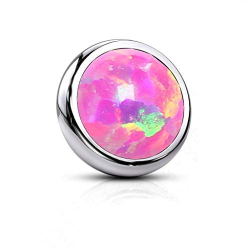 Paula & Fritz® Aufsatz-Dermal Anchor 4-mm Opal Pink Titan Grad 23 Gewinde 1,2-mm Haut-Anker Skin Diver Implantat Kugel Bodypiercing