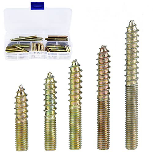 M5 Vite A Doppia Estremità, 80 Pezzi Viti di Centraggio M5 * 25/30/35/40/50, Viti Autofilettanti Con Filettatura per Legno E Filettatura A Macchina, per Giunti In Legno, Connettore per Mobili