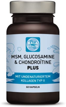 Kala Health Glucosamin & Chondroitin + Opti MSM hochdosiert Einzigartige 100% vegane Formel mit fünf hochwertigen Markeninhaltsstoffen - einzigartige Kombination von Inhaltsstoffen für Gelenke