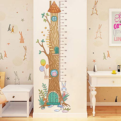 COVPAW® XXL Wandsticker Wandtattoo Kinderzimmer Kinder Höhe Messlatte Maßband Baumhaus Wandaufkleber Wall Sticker Kinder Kind Junge Mädchen Baby Babyzimmer
