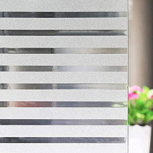 ForenTex Vinilo para Ventanas 90 x 100 cm – Lámina Translúcida sin Adhesivo, Opaca con Rayas Decorativas, Protección de Privacidad para Baño, Ducha, Oficina y Cocina