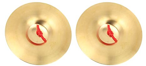 Jerliflyer Crash Becken, Gelbes Messing Ehrmittel, Musikinstrument Zum AufhäNgen Laute Stimme Ecken Mit Rotem Trageband Kinder Erwachsene Handbecken Percussion Instrument Spielzeug Lehrmittel Becken