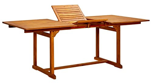GuyAna Mesa de Comedor jardín Madera Maciza Acacia (150-200) x100x75cm Mesa terraza Exterior Mesa de Comedor jardín Mesa Jardin Exterior Garden Table mesas terraza