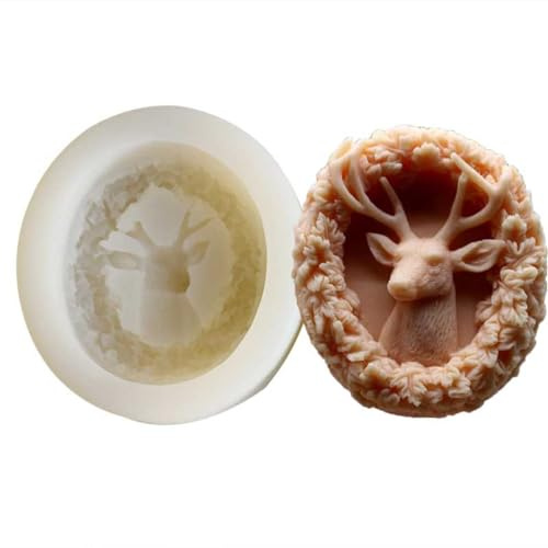 DUBENS Stampo per sapone a forma di testa di cervo in silicone, per alimenti, per aromaterapia, in silicone