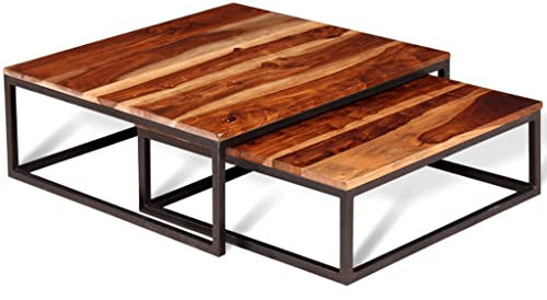 KTHLBRH Sofatisch für Wohnzimmer Beistelltisch Funktionaler Tisch Zweiteiliges Satztisch-Set Couchtisch Massivholz für Wohnzimmer, Schlafzimmer, Arbeitszimmer