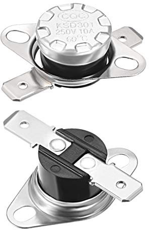 elektronischer Schalter KSD301 Thermostat, 60 °C/140 °F, 10 A, normalerweise geschlossen, NC-Einstellung, Druckscheiben-Temperaturschalter for Mikrowelle, Backofen, Kaffeemaschine, 2 Stück