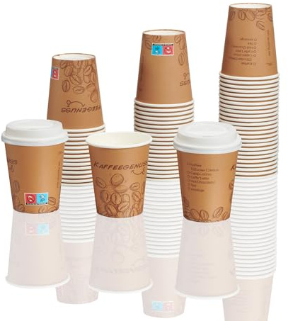 MH QUALITY Kaffeebecher To Go 200ml mit Deckel - 200x Hochwertige Einweg Pappbecher | Premium Coffee To Go Becher - Dunkelbraun