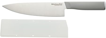 KitchenAid Classic Chef Maßgeschneiderte Abdeckung, scharfes Küchenmesser, hochkohlenstoffreiche japanische Edelstahlklinge, 20,3 cm, GRAU2865
