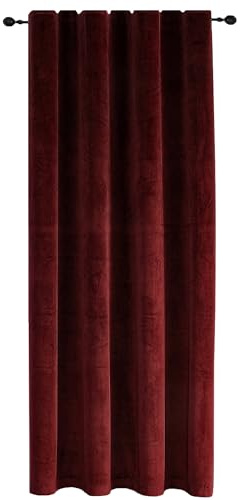 TiborTex Vorhang Kräuselband Bordeaux 140x175 cm Verdunkelung Samt weich Blickdicht Gardine Universalband Schlafzimmer Wohnzimmer Thermovorhang