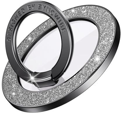 Syncwire Magnetic Phone Grip for MagSafe, Sparkle Ring Holder, Rotatable Kickstand Bling Ring Stand Removable MagSafe Accessories for iPhone 17 Pro Max 16 15 14 13, Android, Samsung etc.