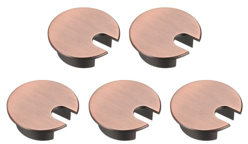 sourcing map 5Pcs Cable Hole Cover 1-3/8 Inch Zinc Alloy Desk Cable Wire Cord Grommet Hole Cover for Office Computer Desk Wire Organizer, Red Bronze