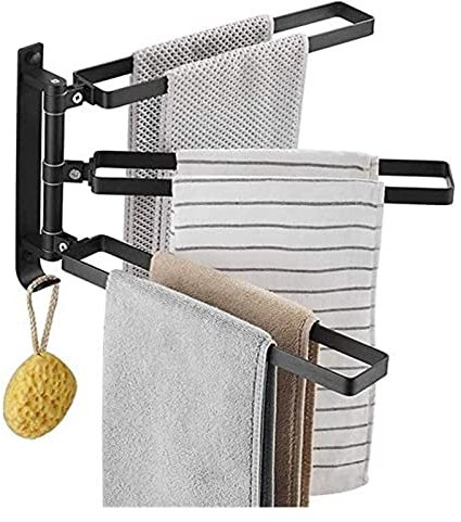 Handtuchhalter Handtuchständer Handtuchhalter Stangen Handtuchablage Drehbar Teleskop Handtuchhalter 3 Arme Aluminium Optik Handtuchstange,Wandmontage Bad Küche