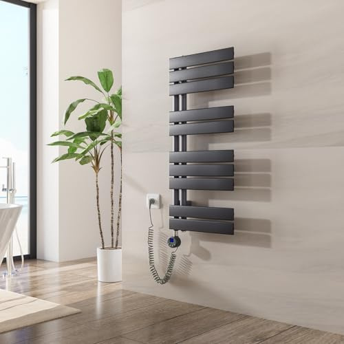Heilmetz Badheizkörper Elektrisch 899 x 400 mm,Flach Bad Heizkörper mit Digitalem Thermostat,Elektrischer Handtuchheizkörper Handtuchwärmer mit Timer für Badezimmer,400 Watt Anthrazit