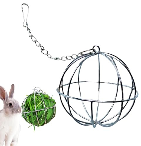 Kaninchen-Heu-Futterball – Heuhalter Hasenball | Edelstahl Bunny Gras Kugel Spielen Kauspielzeug | Tierfutterspender Futterspender Futterbälle | Futterspielzeug für Hasen Hamster Chinchilla Kleintiere