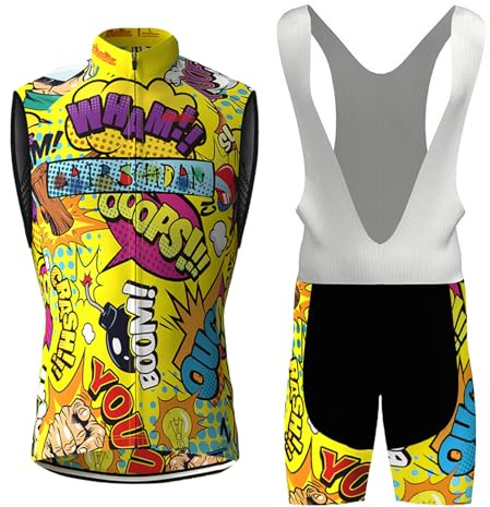 Conjunto Ropa Ciclismo Hombre Maillot de Bici MTB Verano Traje de Ciclista | Chaleco Ciclo Sin Mangas y Culotte Tirantes con 9D Gel Acolchado,Completa Bicicleta Transpirable Secado Rápido