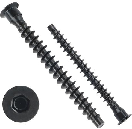 M6.3 x 50mm Confirmat Screws Black 20 PCs, Hex Socket Drive Countersunk Furniture Connecting Self-Tapping Screw Set Carbon Steel Zinc Plated