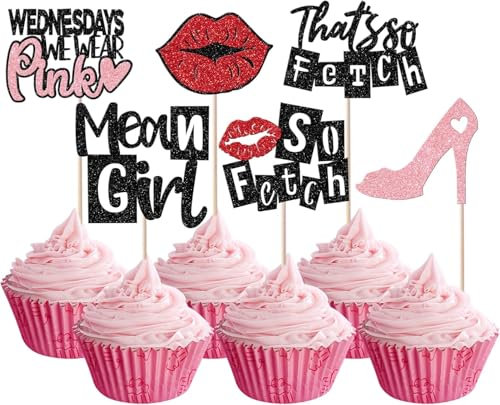 SYKYCTCY 24 Pack Make Up Cupcake Picks That's So Fetch Cake Decorations for Bridal Shower Wedding Night Out Bachelorette Girls Women Birthday Party Decorations Supplies