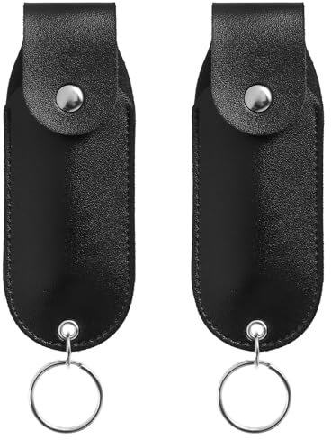 2pcs Pfefferspray Beutel PU Leder Spray Protective Holster Mini Tragbares Pfefferspray Holster Top -Klappe Pfefferspray Halter Selbstverteidigungsspray Leder Hülle für Beutel Frauen