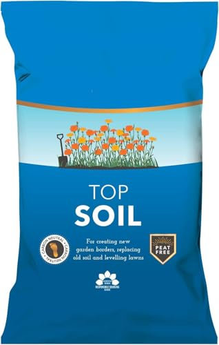 25 Litre Peat Free Top Soil Bag Outdoor Garden Enriched Compost - Perfect for Creating New Borders, Replacing Old Soil and Levelling Lawns