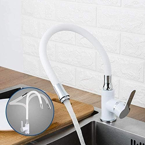 Kitchen Taps Kitchen Faucet White Silica Gel Garden Hose Lacquer Kitchen Sink Mixer Faucets Mixer Tap Flexible Cold and Hot Water