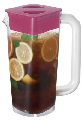 CURTA krug 2liter gefäß mit deckel Wasserkrug Mit Deckel Mit Griff mit Skala,2 liter pitcher Für kühlschrank, Tee, Säfte, Milch, Kalte Oder Heiße Getränke quadratisch 1 Stück
