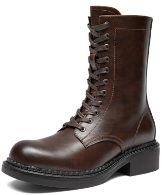 DREAM PAIRS Botas con cordones para mujer, botines cómodos con cremallera lateral y plantilla acolchada,Size 40,Marrón,DWUMMB2523