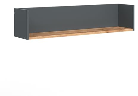 Vicco Wandregal Viktor, Anthrazit/Goldkraft Eiche, 93.4 x 20 cm | zur Wandmontage für Bücher, Dekoration oder Badutensilien