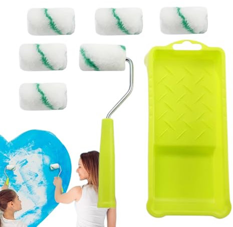 Paint Edger Roller Brush - Set di rulli di verniciatura e pennello | Vassoio rullo di vernice durevole | Kit rullo di verniciatura | Set di rulli per muri di pittura, bordi, recinzione e soffitti